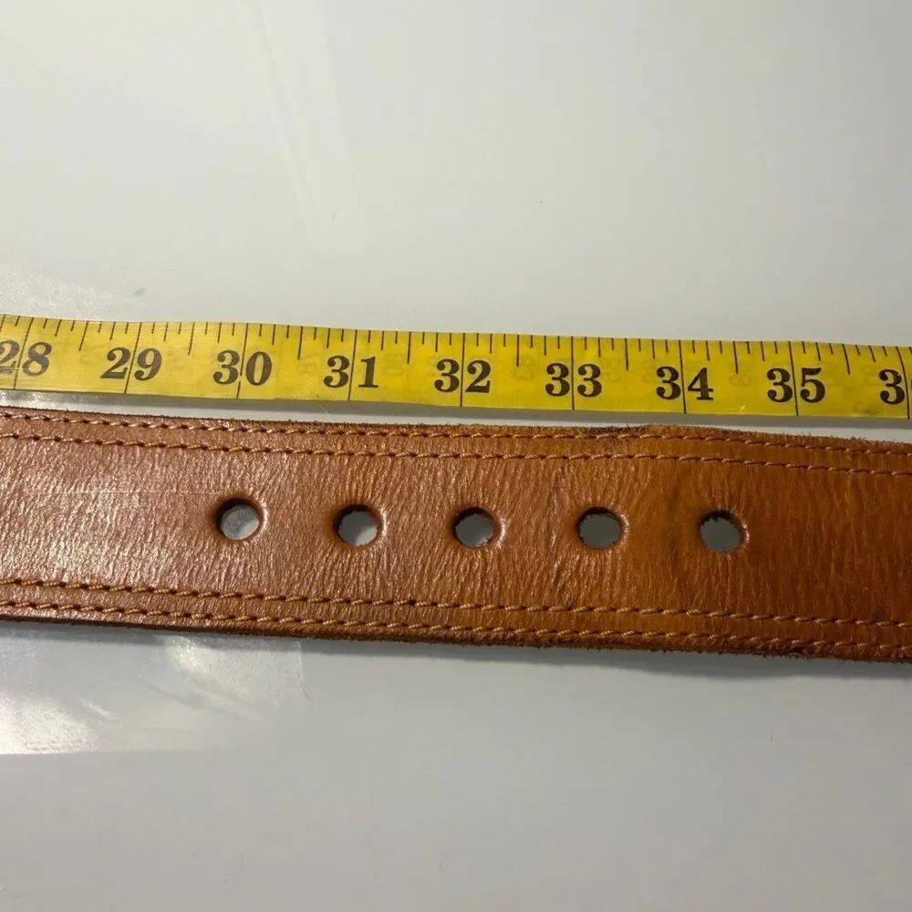 Linea Pelle LP8619 Cognac Leather Wide Western Horseshoe Buckle Belt